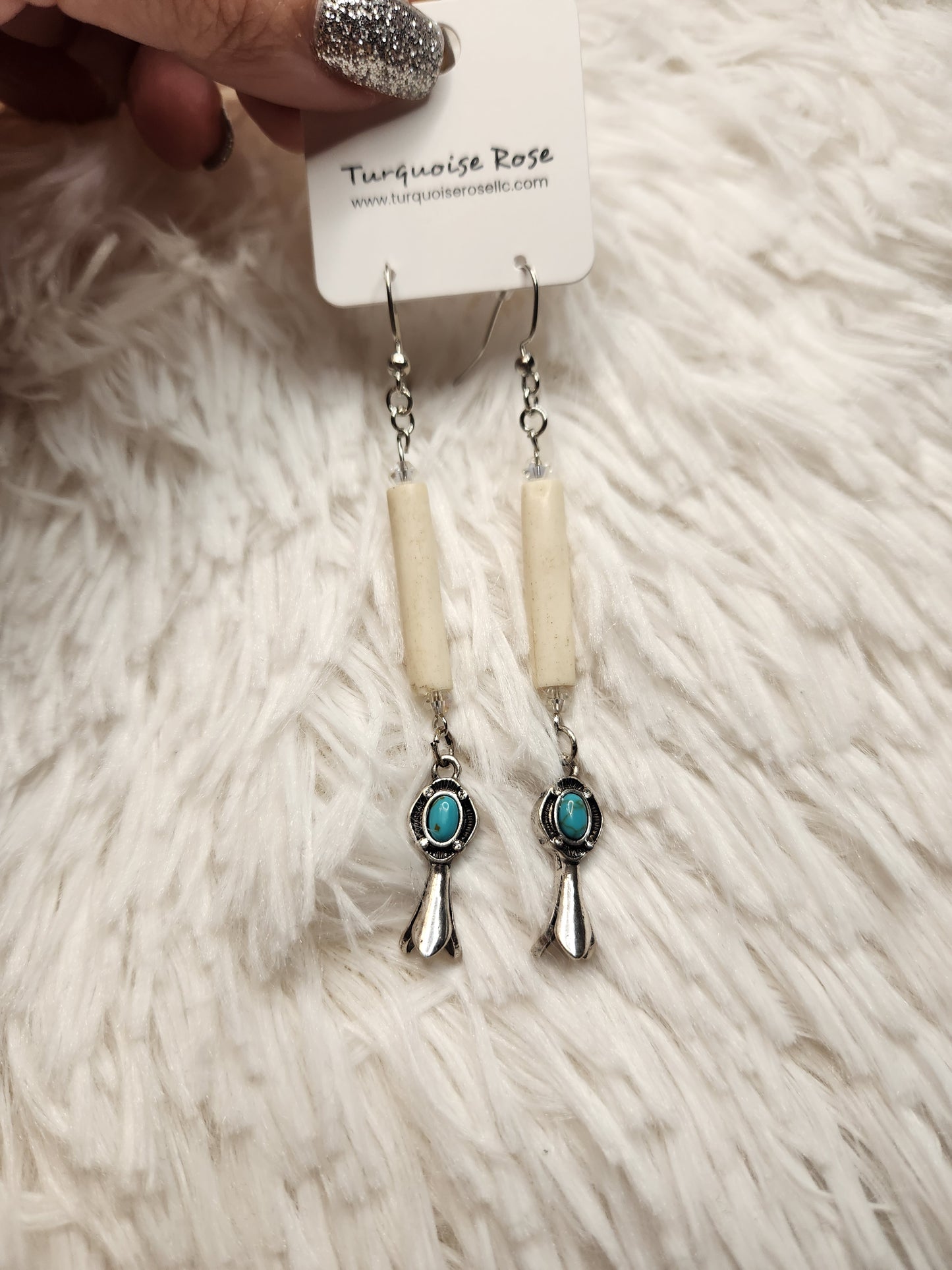 Turquoise Rose Earrings