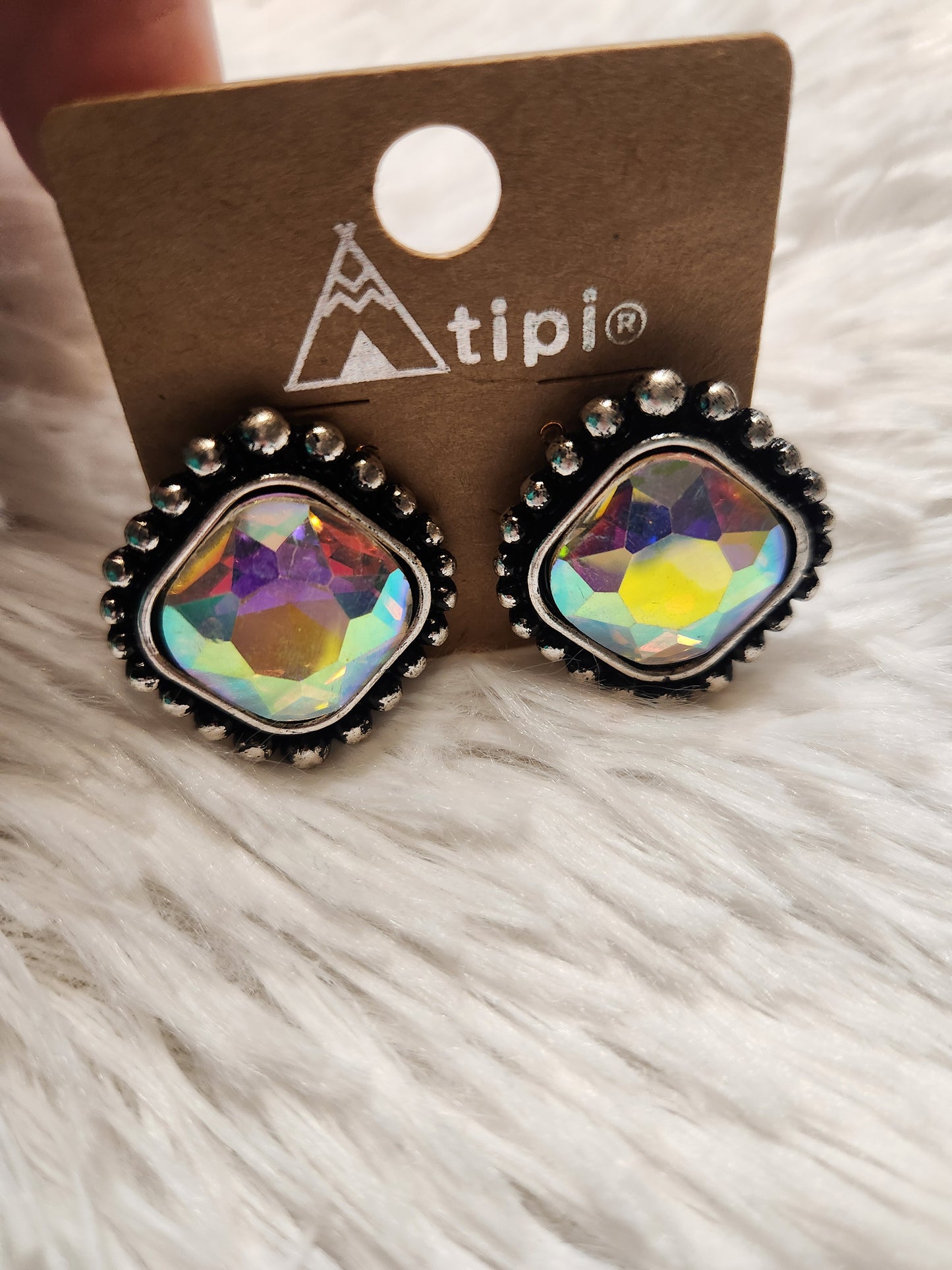 Rhinestone Square Earrings