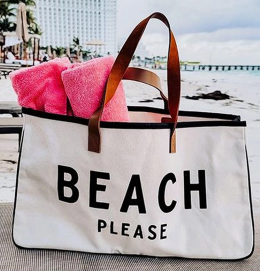 Beach Please Canvas Tote