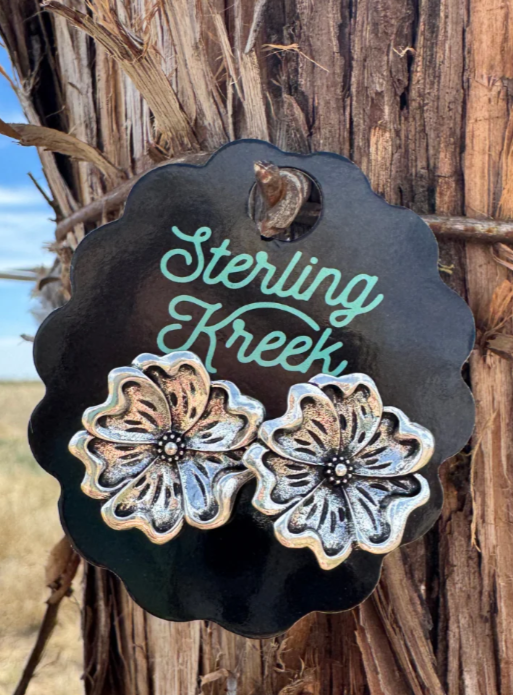Tooled Flower Studs by Sterling Kreek